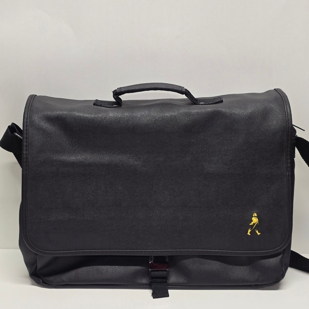 Johnnie Walker Black Messenger Bag with Yellow Gold Stitch JW Emblem